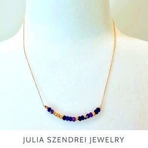 New Julia Szendrei Amethyst Morse Code 14K‎ Gold Filled Necklace